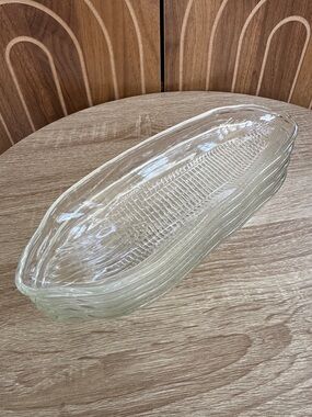 Vintage Clear Glass Corn on the Cob Dishes set of 4